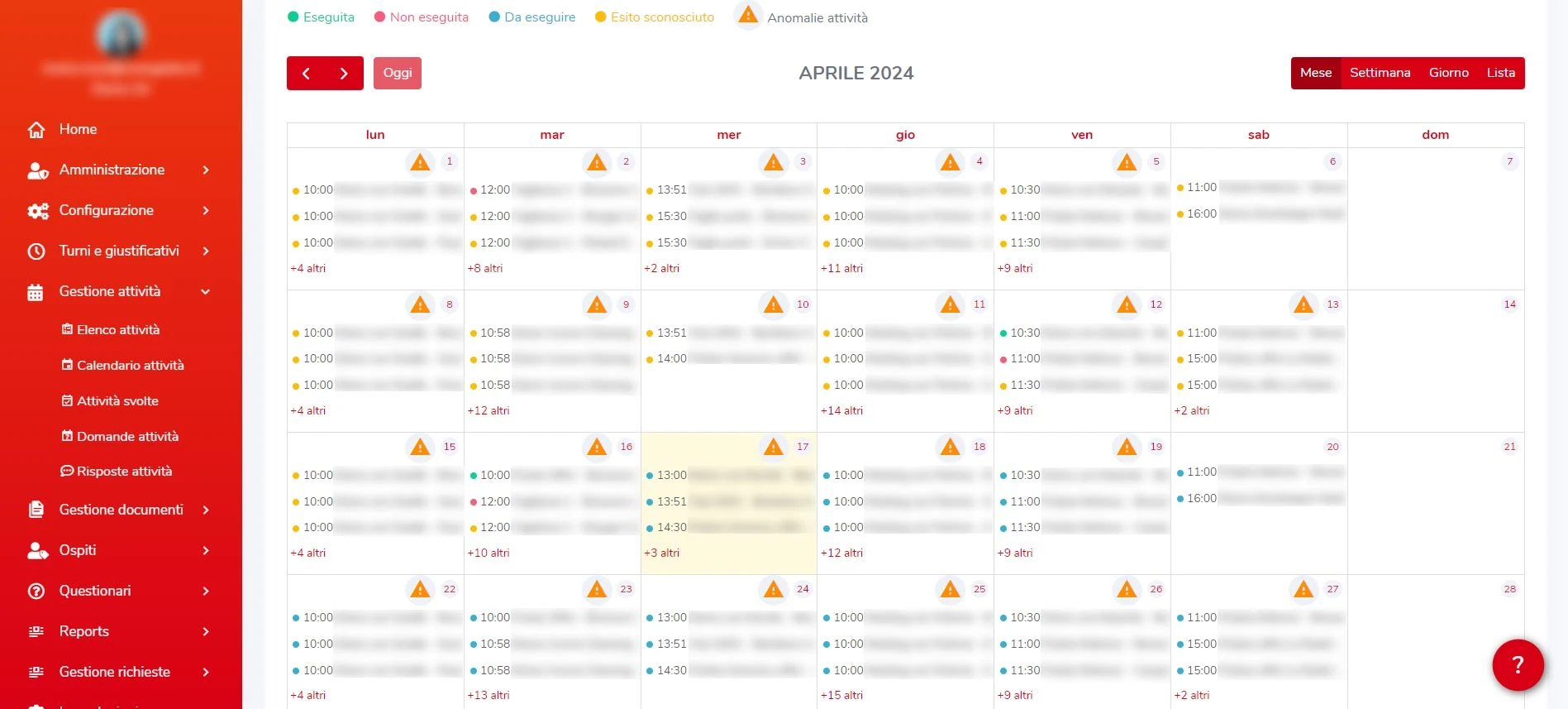 Calendario attivita